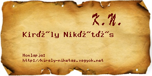 Király Nikétás névjegykártya